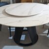 London Ring 135cm Round Dining Table with Lazy Suzy in White Matte Bianco (Display Set)