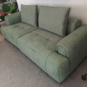 LYN SOFA 4 SEATER IN BRIGHT GREEN MICRO FIBRE FABRIC (BRAND NEW DISPLAY SET)