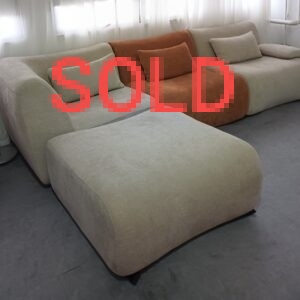 COMPRESSED FOAM SOFA IN 280CM LENGTH WITH OTTOMAN, TEXTURED EARTH COLOR FABRIC (NEW DISPLAY SET)