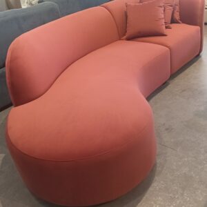 BLOV SOFA IN 4 SEATER, MICRO FIBRE BURGUNDY FABRIC COLOR (BRAND NEW DISPLAY SET)