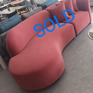 BLOV SOFA IN 4 SEATER, MICRO FIBRE BURGUNDY FABRIC COLOR (BRAND NEW DISPLAY SET)
