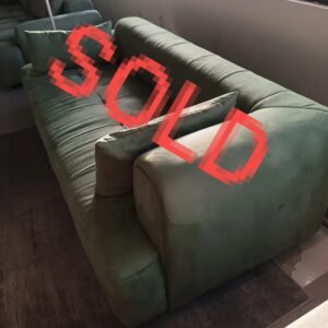 LYN SOFA 3 SEATER IN BRIGHT GREEN MICRO FIBRE FABRIC (BRAND NEW DISPLAY SET)