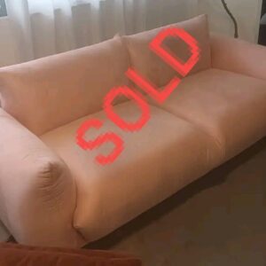 NOMI SOFA 2 SEATER, 180CM LENGTH IN PINK MIRCRO FIBRE FABRIC (DISPLAY SET)