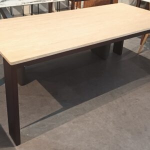 illum Travertine Marble + Modera Wooden Table Leg Frame (DISPLAY SET)