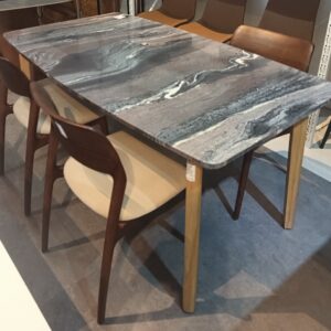 illum 160cm Violet Rain Rare Marble + Kade Wooden Table Leg Frame (DISPLAY SET)