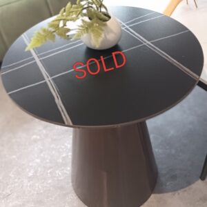 illum Round 50cm Diameter Sintered Stone in Black Nero Side Table (DISPLAY SET)