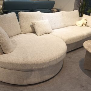 illum Belmont Curved Chaise Sofa facing Left in 310cm length, Premium Texture Light Grey Fabric (DISPLAY SET)