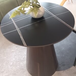 illum Round 60cm Diameter Sintered Stone in Black Nero Side Table (DISPLAY SET)