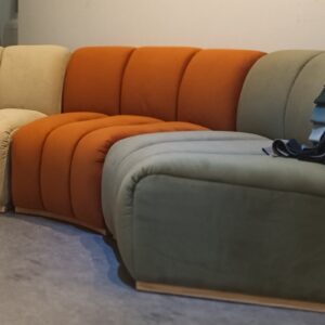 illum High Density Curved Foam Sofa in 3 Seater, with 3 different micro fibre fabric colors (DISPLAY SET)
