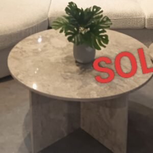 illum Big Marble Coffee Table + Small Marble Coffee Table in Light Grey Color (DISPLAY SET)