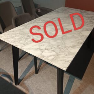illum 160cm Length Geninue Viena White Marble c/w Kade Black Wooden Leg Frame (DISPLAY SET)