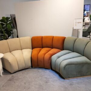 illum Nova High Density Curved Foam Sofa in 3 Seater, with 3 different micro fibre fabric colors (DISPLAY SET)
