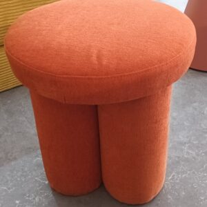 illum Orange Stool in Orange Color Textured Fabric (DISPLAY SET)