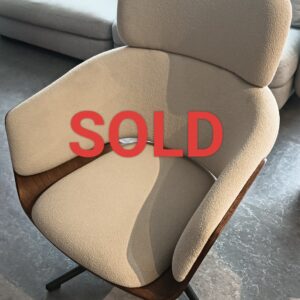 illum Rayson Swivel Lounge Chair in Beige Color Fabric with Wooden Frame (DISPLAY SET)