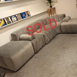 illum High Density Foam Sofa in Grey Micro Fibre Fabric + Ottoman (DISPLAY SET)