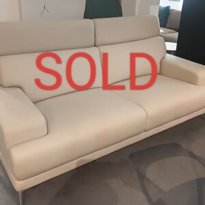 illum Huston Sofa in Beige Tech Fabric 200cm Length with Adjustable Headrest (DISPLAY SET)